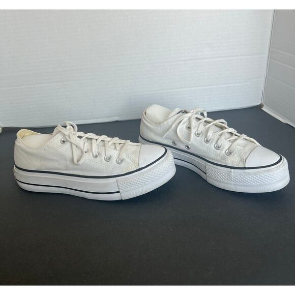 Converse Chuck Taylor All Star Lift Platform White/Black Low Top Skate Shoes 7.5 - Picture 2 of 10